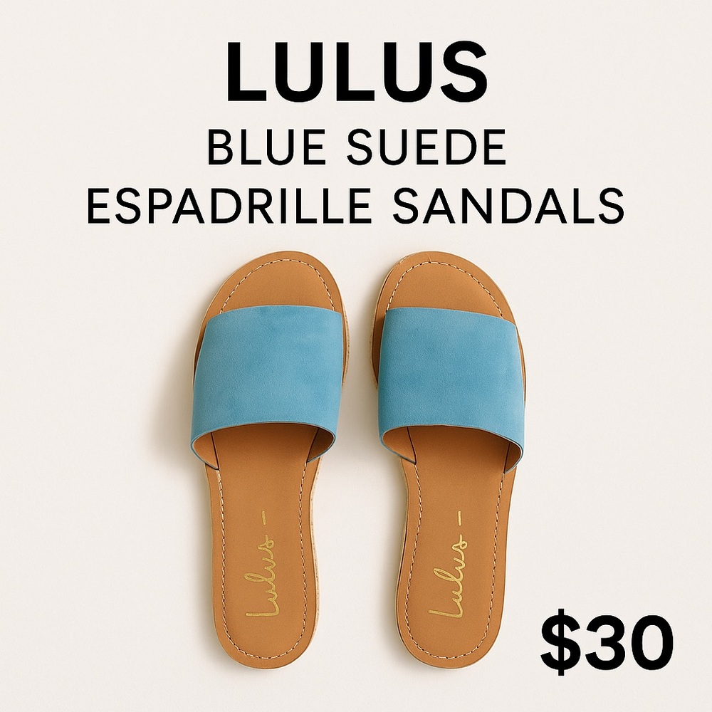 Lulu's Sky Blue Espadrille Slides